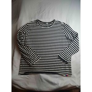Kule Mister Shirt Mens Size XL Black White Striped Long Sleeve Crew Neck Casual
